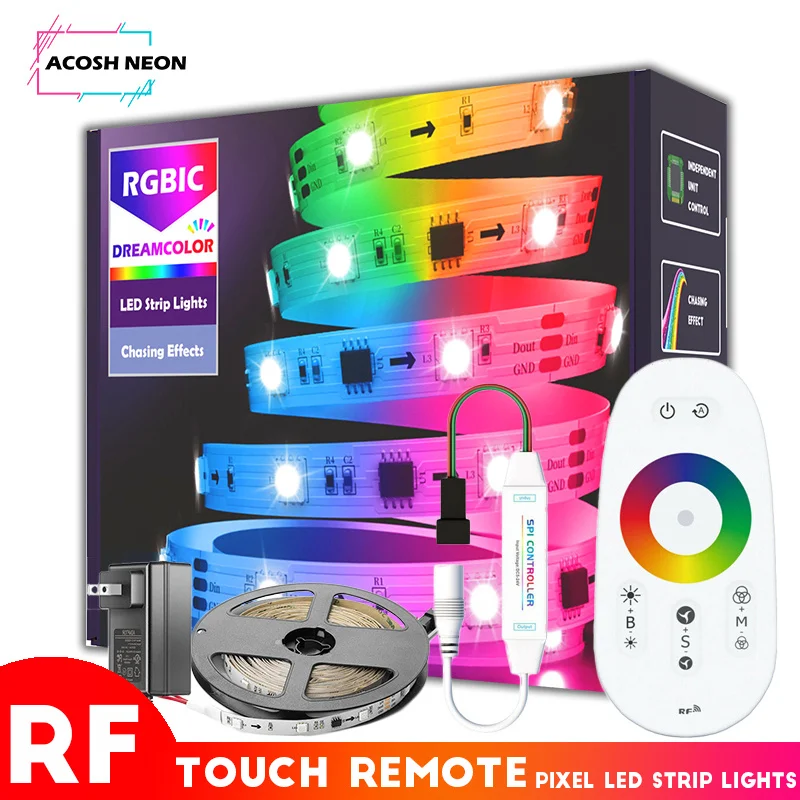 dreamcolor led strip lights 5m with rf touch remote control ws2811ic Addressable led strip lights with chasing effect for room