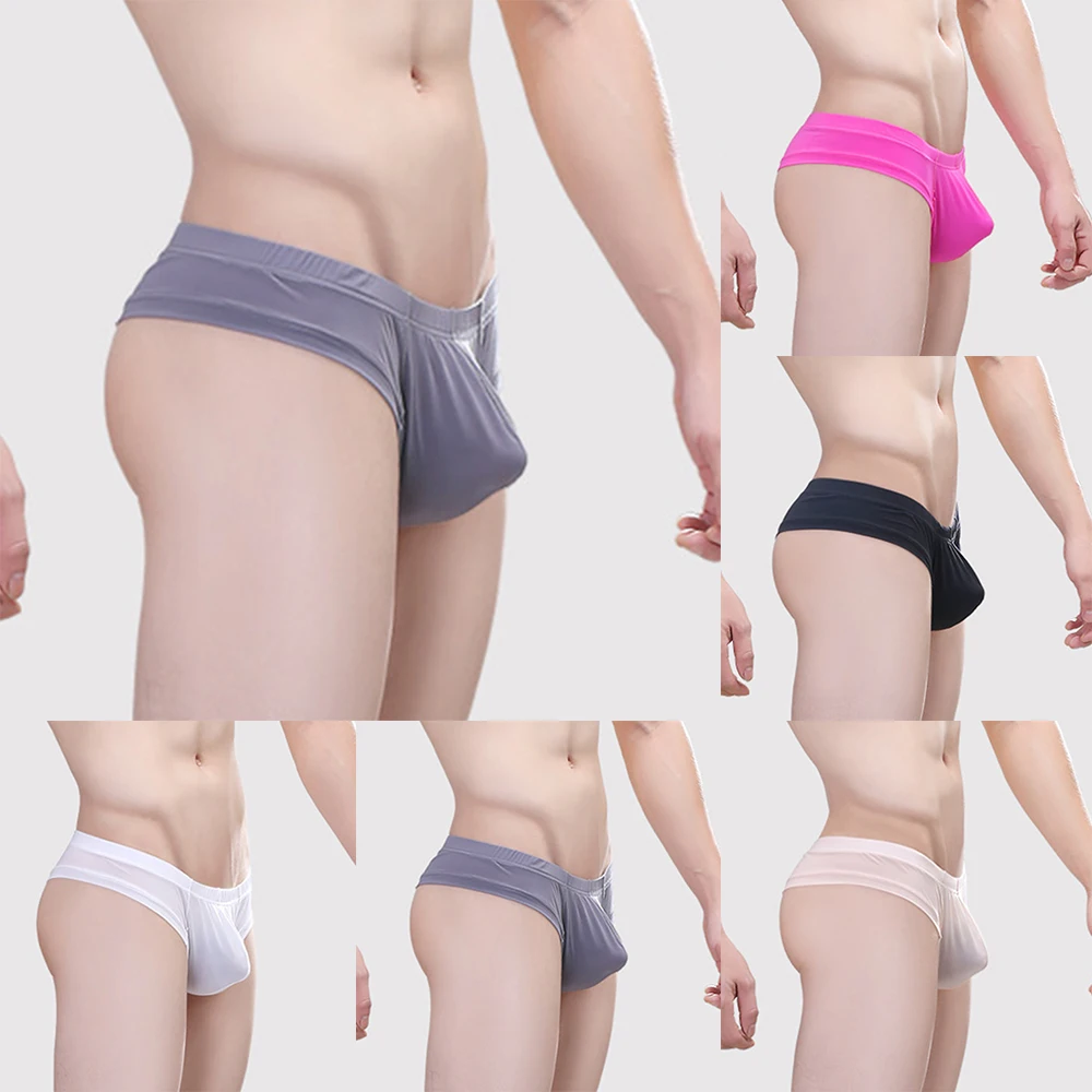 

Mens Sexy Ice Silk Briefs U Convex Pouch Underwear Breathable Panties Knickers Low Waist Soft Underwear Breathable Panties