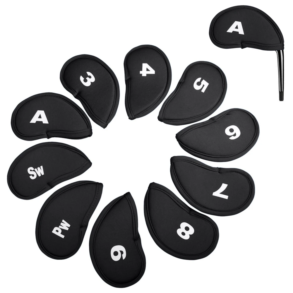 

10pcs Golf Club Head Covers Diving Materials Simple Both Sides Embroidered Protective Sleeves For Gifts Dropship