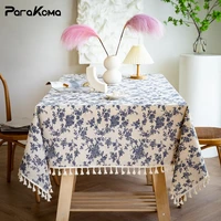 french vintage wild daisy cotton linen printed round tablecloth picnic mat table cover cloth dining table decor rectangular