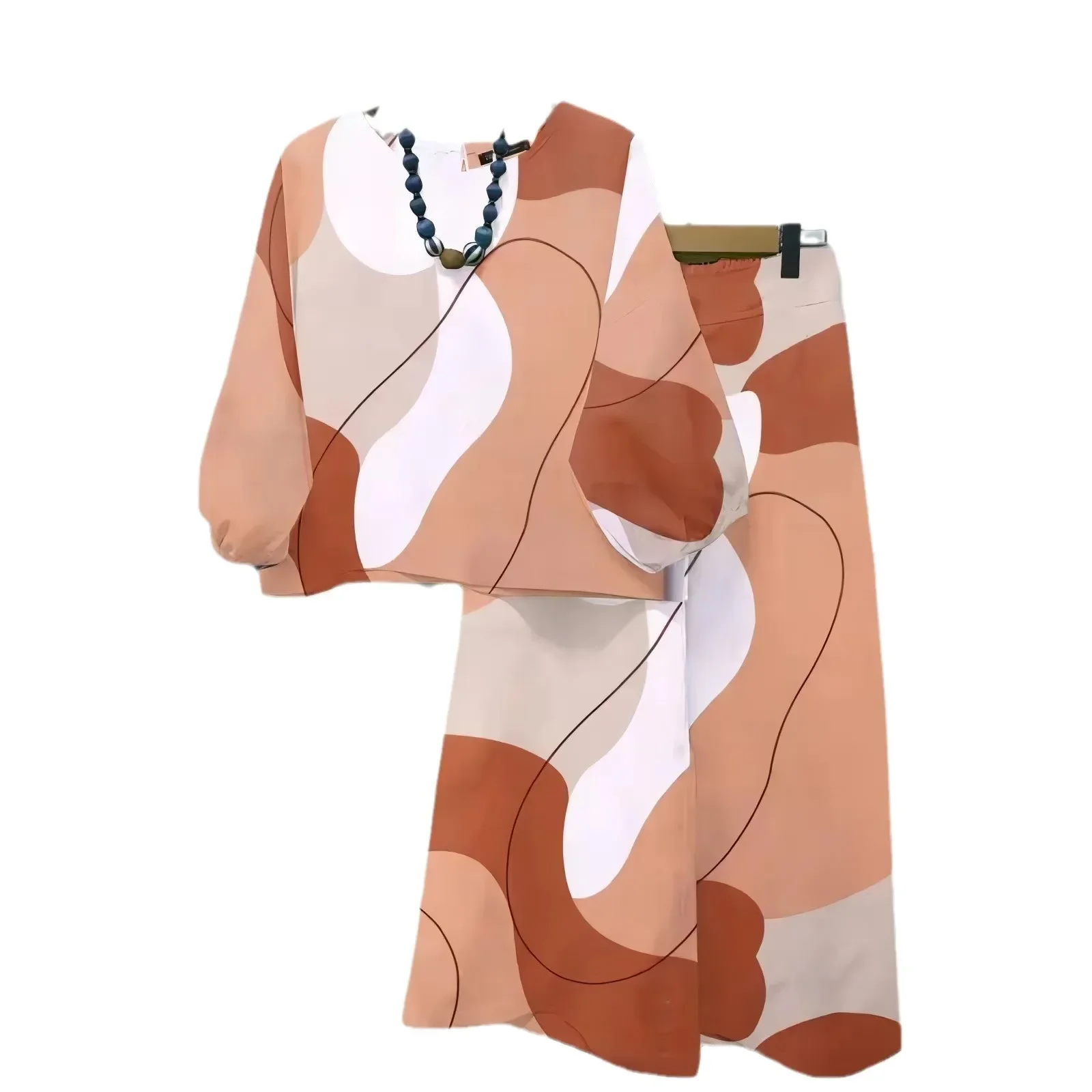 Трансграничный новый богемный ретро-костюм 2025 года с геометрическим принтом