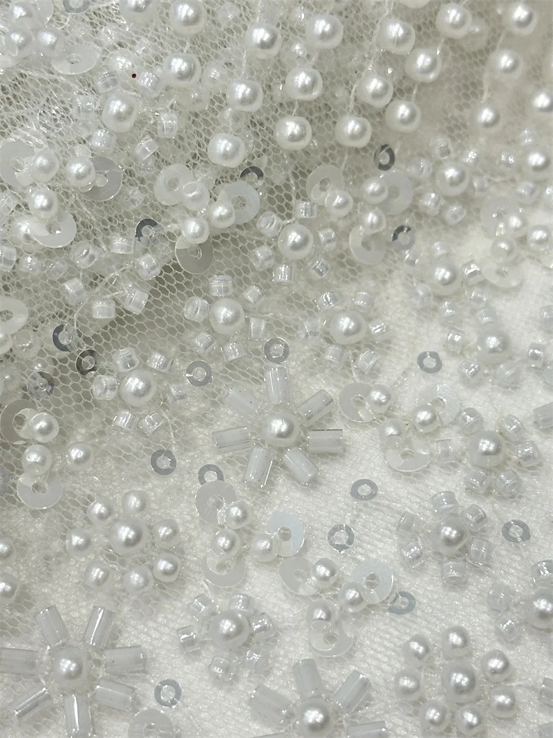 Африканская бисерная Кружевная Ткань 5 ярдов блестки вышитая французская сетка