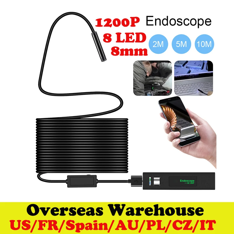 Водонепроницаемая камера-эндоскоп 8 мм светодиодов 1200P Wi-Fi |