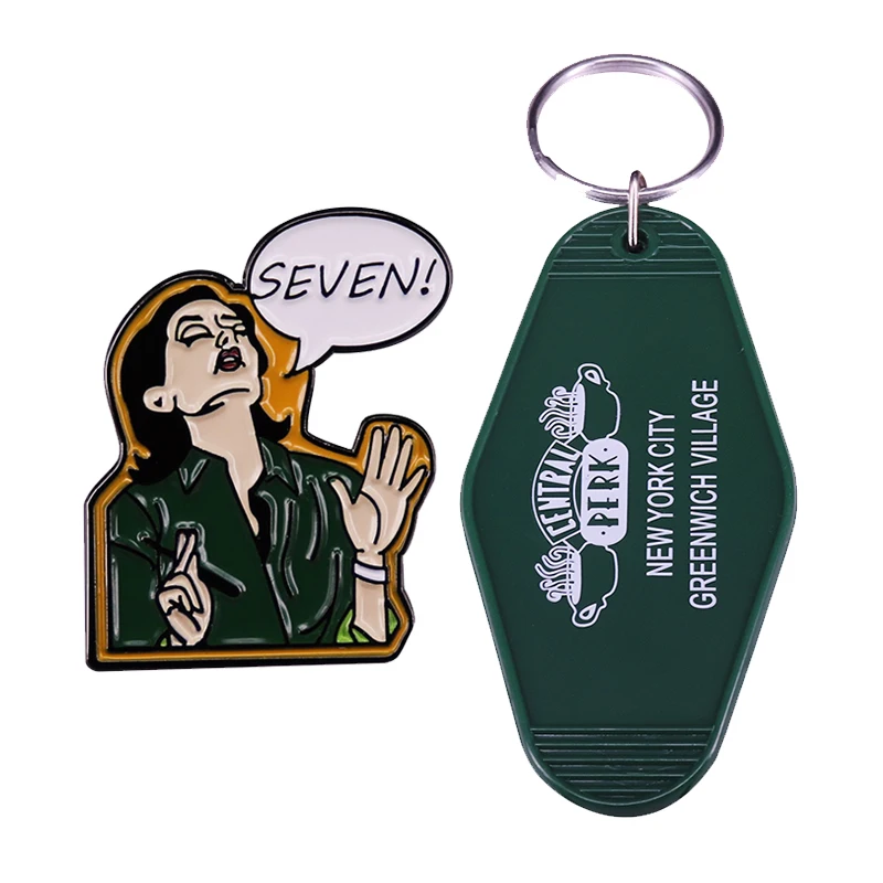 

Monica SEVEN Central Perk Coffee Enamel Brooch Pin Lapel Hard Metal Pins Brooches Badges Exquisite Jewelry Accessories Gifts