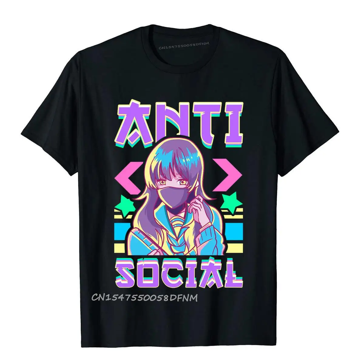 

Милые футболки с рисунком персонажа из аниме Anti Social Vaporwave, оптовая продажа, хлопковые мужские футболки премиум-класса в китайском стиле