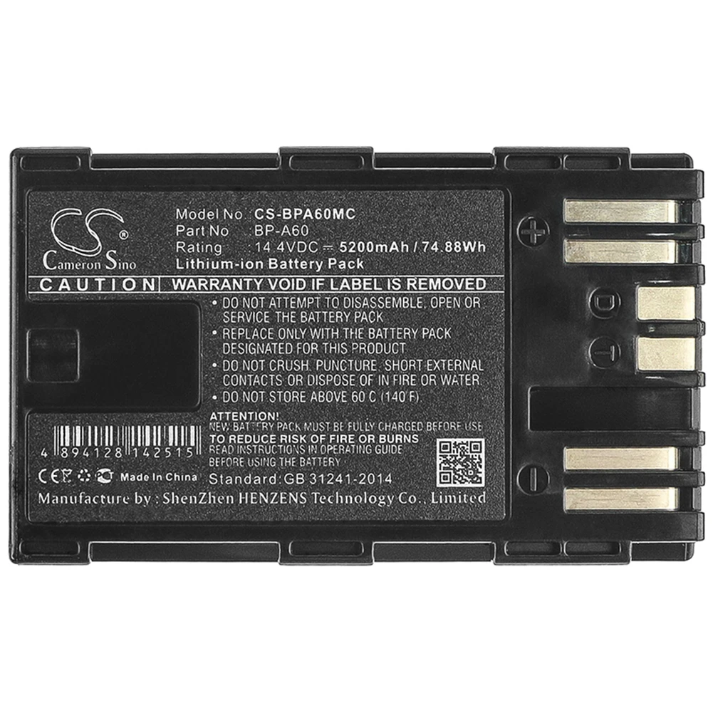 

Cameron Sino 5200mA Battery for Canon EOS C300 Mark II,EOS C300 Mark II PL,XF705 BP-A60