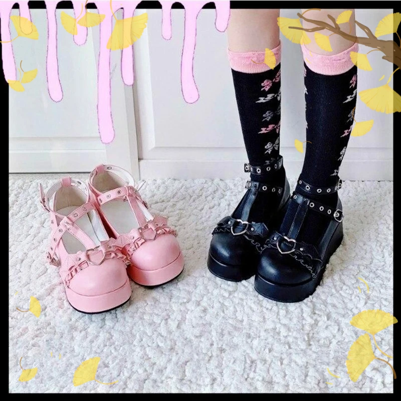 Lolita Shoes Women Mary Jane Vintage Girls Students JK Uniform High Heel Platform Cosplay Hot Style Plus Size | Обувь
