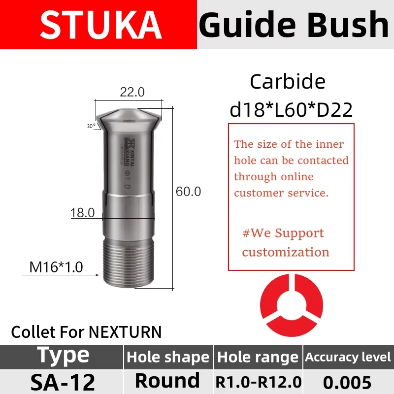 

NEXTURN SA-12 F16/1076 1212E TF16 40.012 3320E 3319E 166.001 T18/B212A 174.001 T18-59 SD125R Твердосплавная направляющая втулка швейцарской цанги