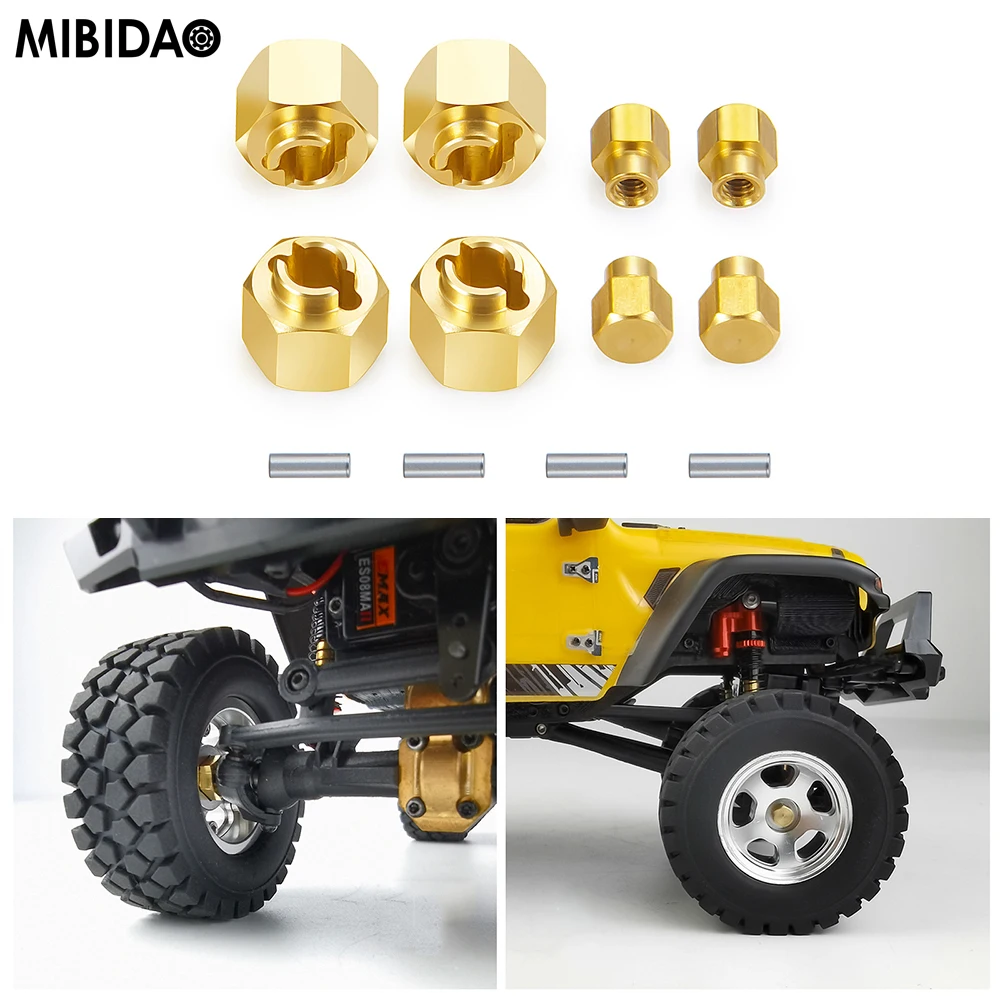 

Mibidao 4 Pcs/set Brass Combiner Hex Wheel Widener Adapter Set for 1/24 RC Crawler Axial SCX24 90081 AXI00001 002 004 005 006