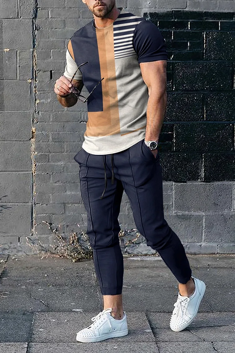 Summer Sportwear Suit Short Sleeve T Shirt Long Pants 2 Piece Sets Men Tracksuit 3D Printed Casual Outdoor Oversized Clothes