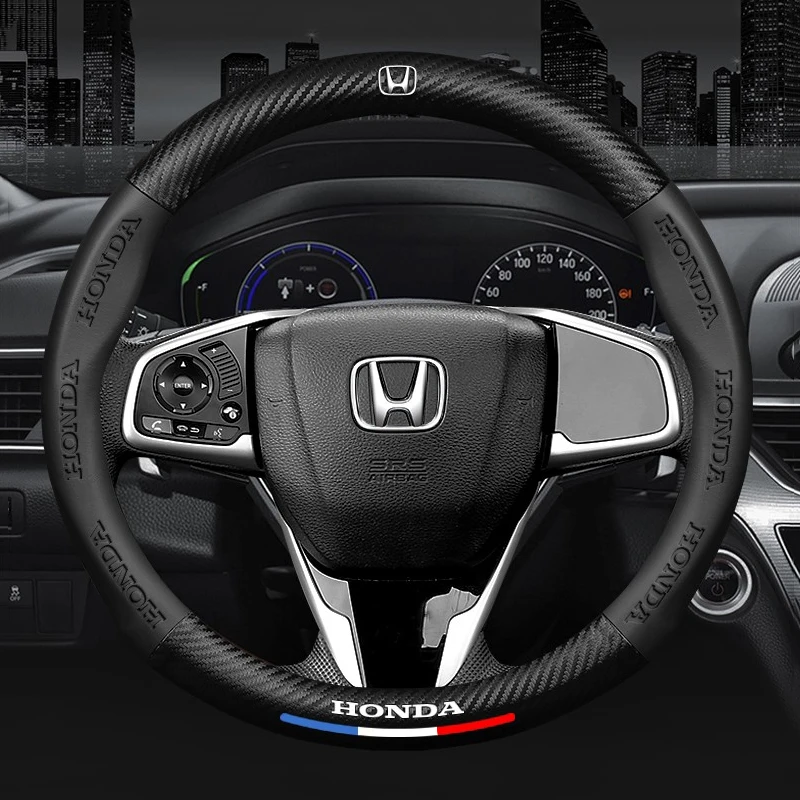 

Кожаный чехол на руль автомобиля из углеродного волокна для Honda Civic Accord Fit Jazz CRV BRV HRV Insight Pilot Passport TYPE-R