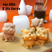 2022 new year cute tiger silicone mold chocolate dessert baking fondant cake decorating tools diy gypsum ornaments making mould