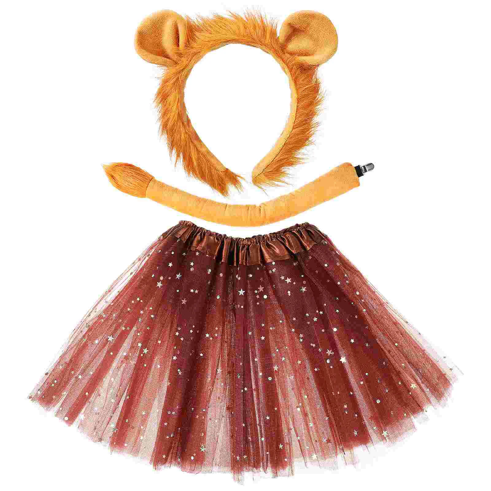 

Lion Costume Accessories Girls Kids Makeup Headband Ears Tail Headband Tutu