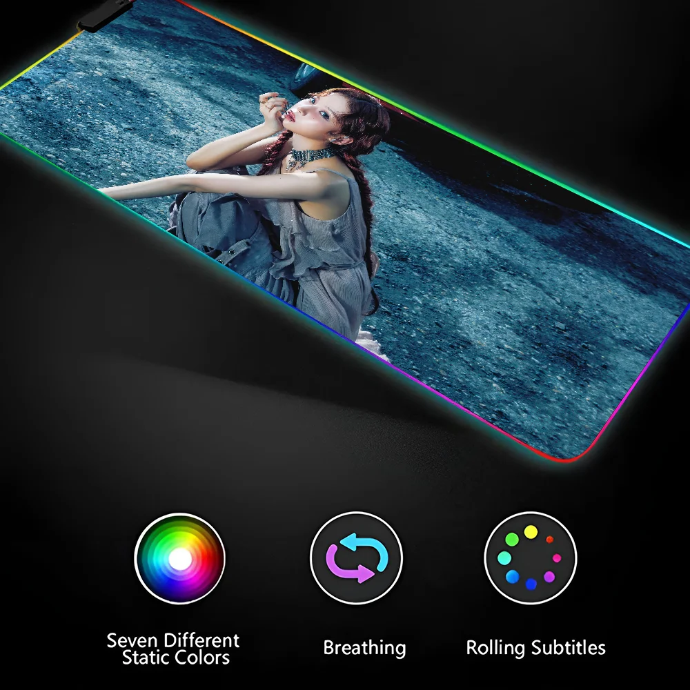 1 шт. зимние игровые коврики для мыши Kpop Girl Group Aespa XXL RGB HD цвет черный яркая
