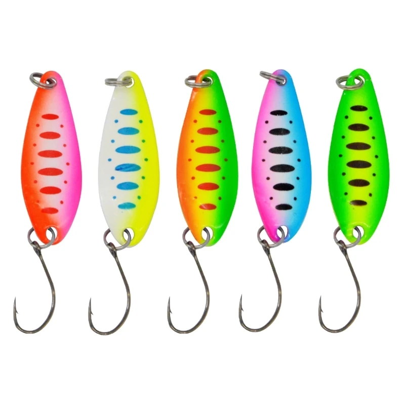 

5Pcs Metal Fishing Baits Hard Spoon Sequins Fishing Lure with Single Hook