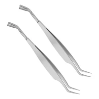 2 stainless steel tweezers eyelash extension tweezers tick remover tool silver for cats dogs and humans