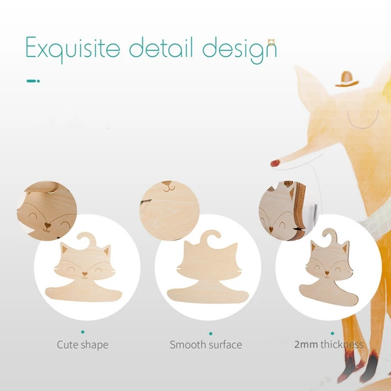 10 шт. деревянная вешалка для одежды в скандинавском стиле с милой лисой