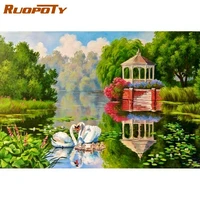 ruopoty 40x50cm painting by numbers for adults scenery picture drawing swan diy pictures by numbers art supplies home decor
