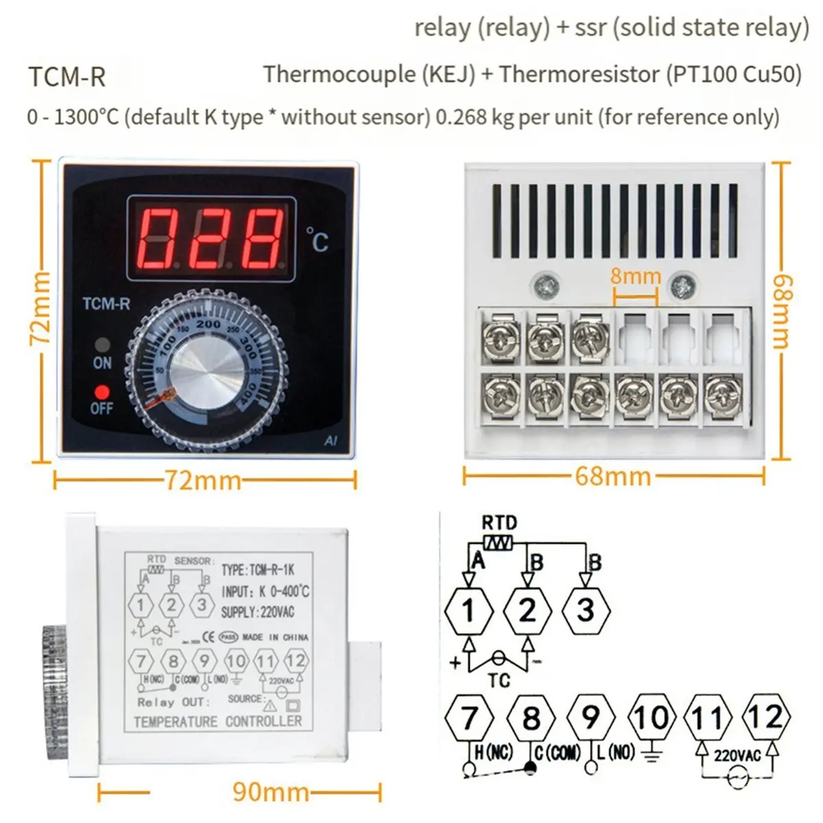 Термостат для духовки, 220 В TCM-R PID-переключатель контроля температуры-R для домашней автоматизации серии XMTD Сменный релейный выход (art.: 3920d2fd3480d) - 3920d2fd3480d