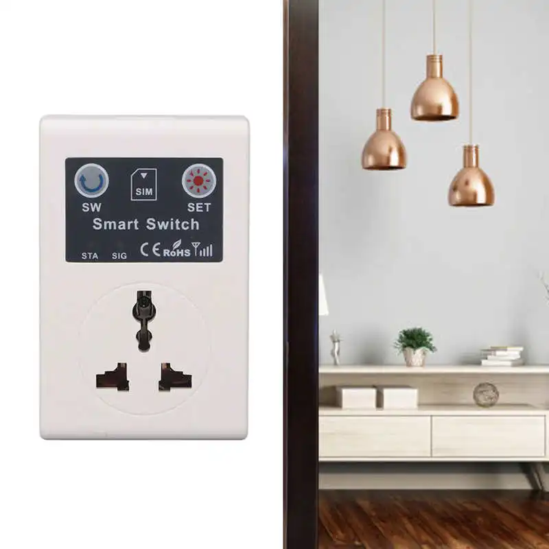 

10A Smart Outlet Plug Socket Wireless Power Socket Mobile GSM Phone Remote Control Socket for Household EU Plug 110‑220V