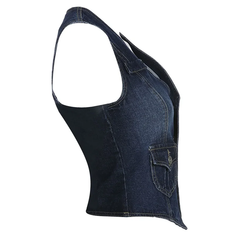 Куртка Y2K в готическом стиле однотонный винтажный облегающий жилет из денима