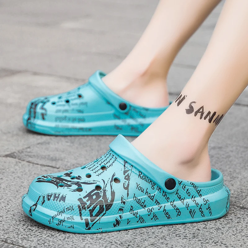 

Летние мужские сандалии, модные дизайнерские сандалии с рисунком, мужские повседневные Шлепанцы из ЭВА, легкая пляжная обувь