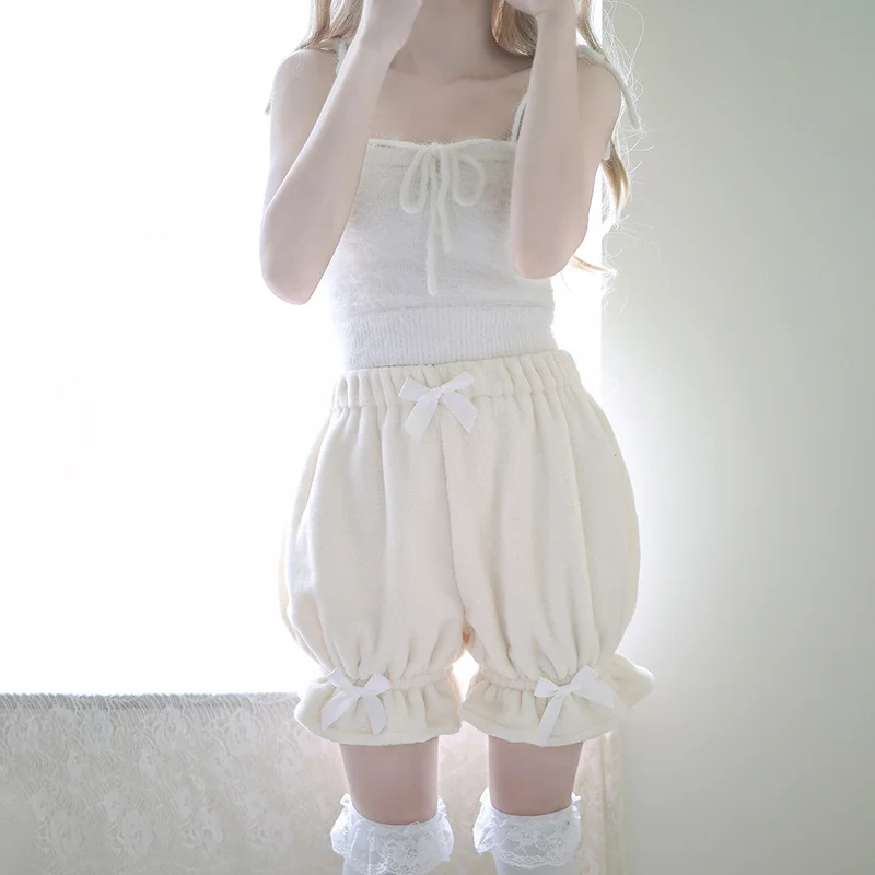 Осенне-зимние теплые флисовые шорты в стиле &quotЛолита&quot женские мягкие