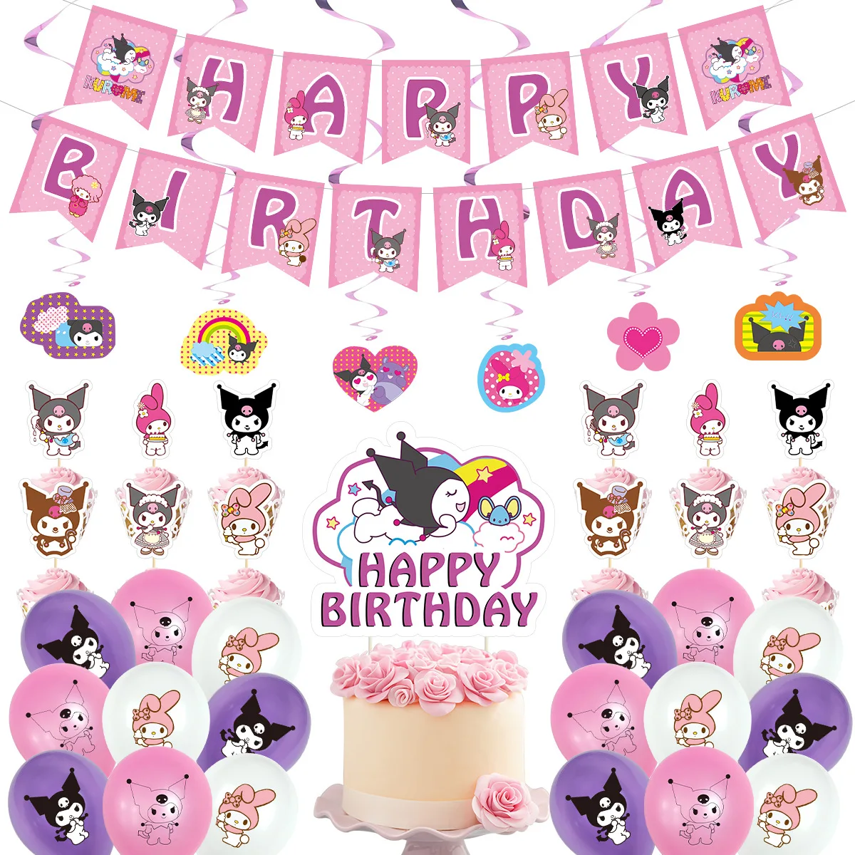 

Sanrio Kuromi черное рисовое украшение для вечеринки в честь Дня Рождения