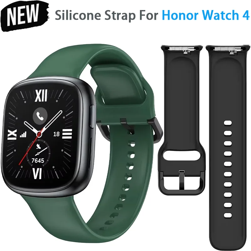 Фото Официальный спортивный силиконовый ремешок для Honor Watch 4, мягкий удобный браслет, сменный ремешок для Huawei Honor Watch 4 Correa №1