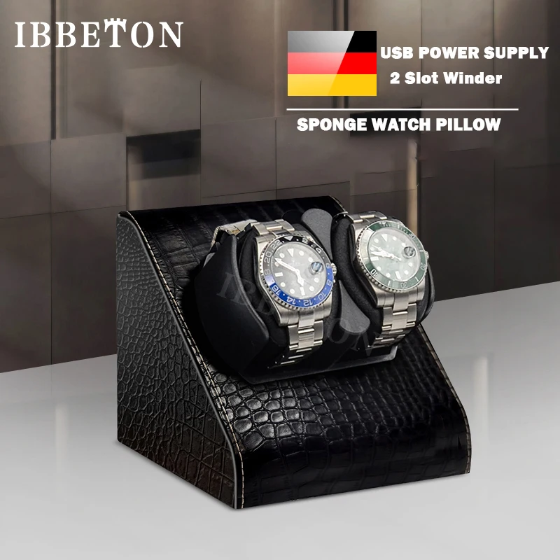 Ibбетон Luxry 2 слота намотка для часов кожаный шейкер коробка для часов Автоматическая намотка для хранения стекла