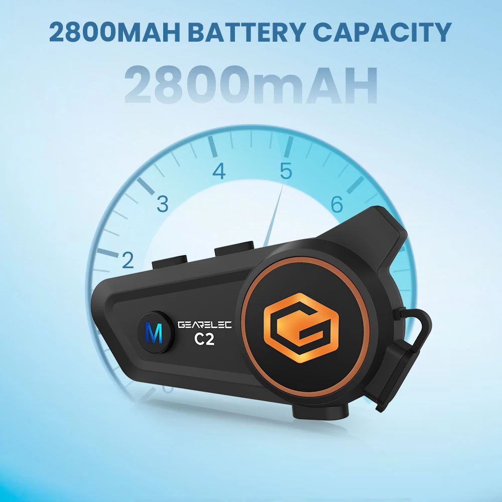 Bluetooth-гарнитура GEARELEC C2 мотоциклетная водонепроницаемая IP67 50 м