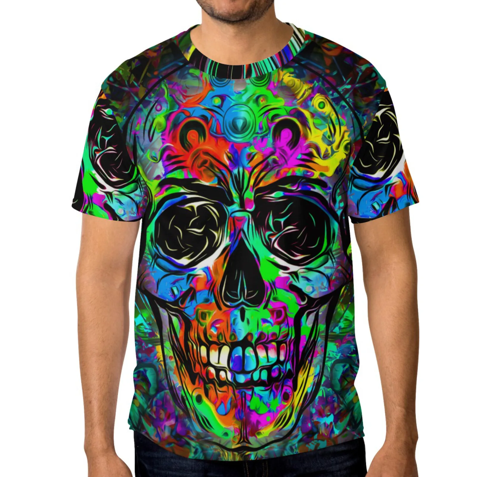 Футболка мужская с 3D-принтом черепа тенниска короткими рукавами Повседневная