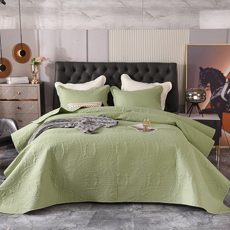 

Washed Cotton Linens 3D Embossing Euro Bedspread on the bed cover quilted bed Plaid Couple bed quilt Bedspreads for double bed