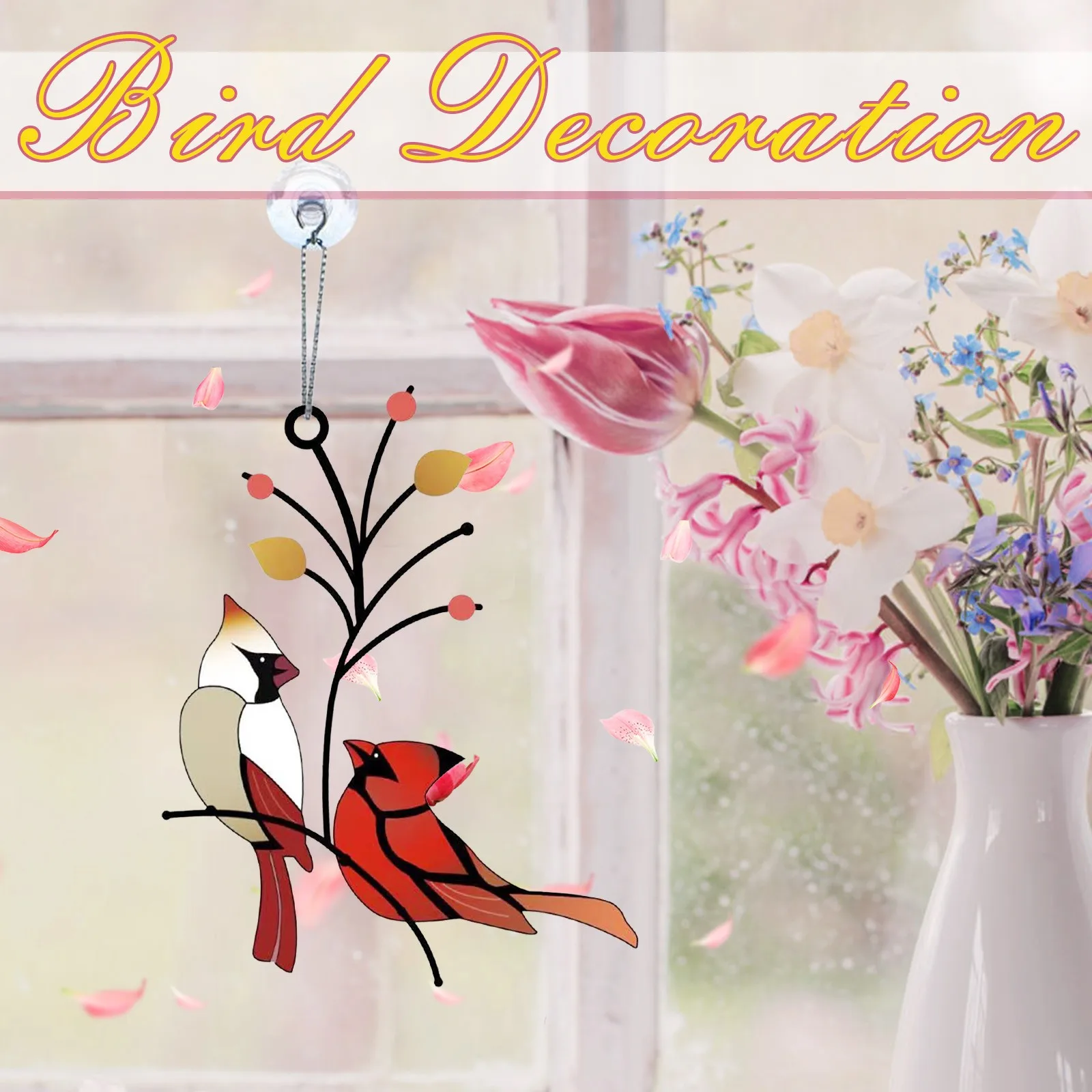 

Cute Stained Bird Glass Hangings Acrylic Panels Pendant Children Day Gift Bedroom Decorations Wind Chimes Child Present