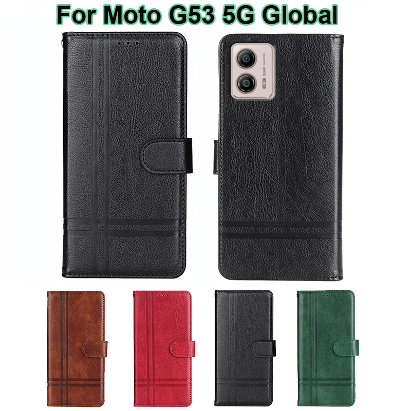 

For чехол на Moto G53 5G Global Case Wallet Funda Coque PU Leather Flip Cover For Capinha Motoroal Moto G53 5G 6.5" Mujer Hoesje