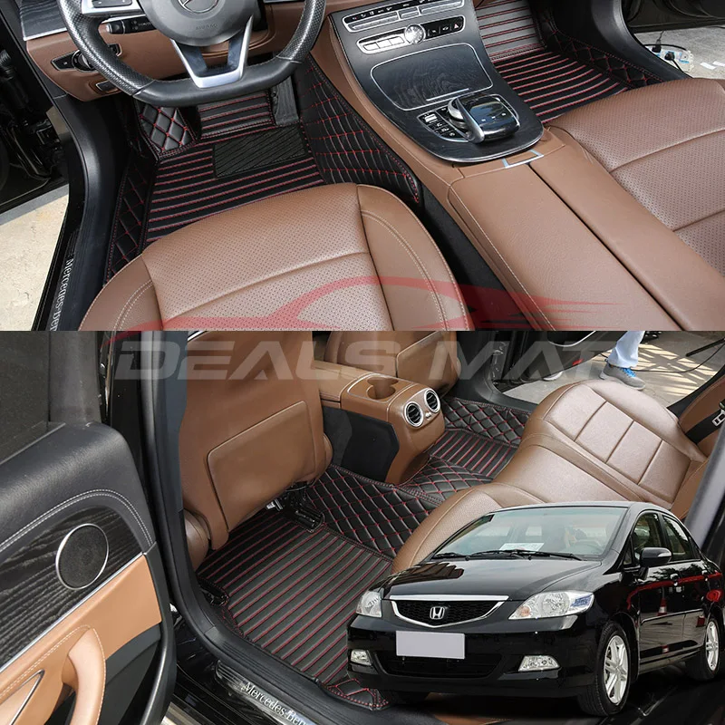 

Car Floor Mats For Honda City 2006 2007 Luxury Nappa Leather Interior Details Auto Carpets Rugs Pads Accessories