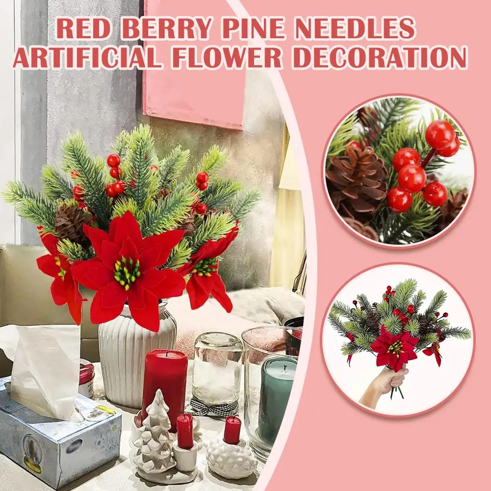 2 шт. искусственные растения рождественский декор искусственная ветка сосны с