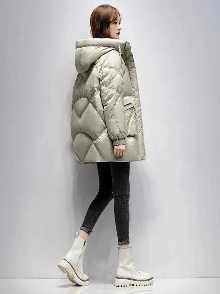 Женское зимнее пальто длинная теплая парка с капюшоном свободная Толстая