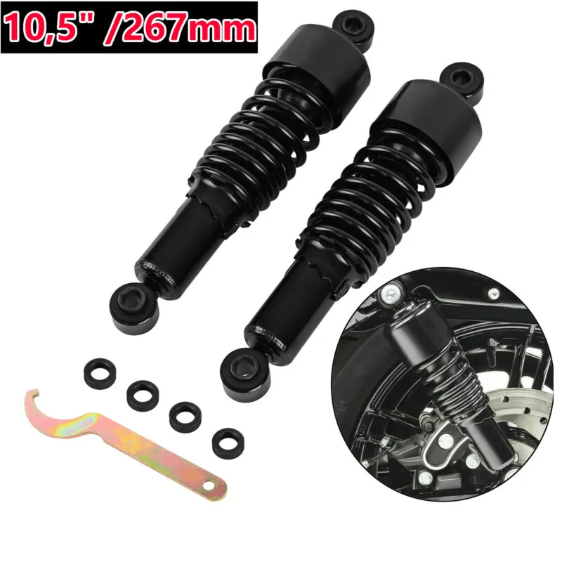 

Honhill 267mm 10.5" Motorcycle Rear Shock Absorber Suspension Adjustable Shocks Spring Black For Harley Sportster 883 XL883 1200