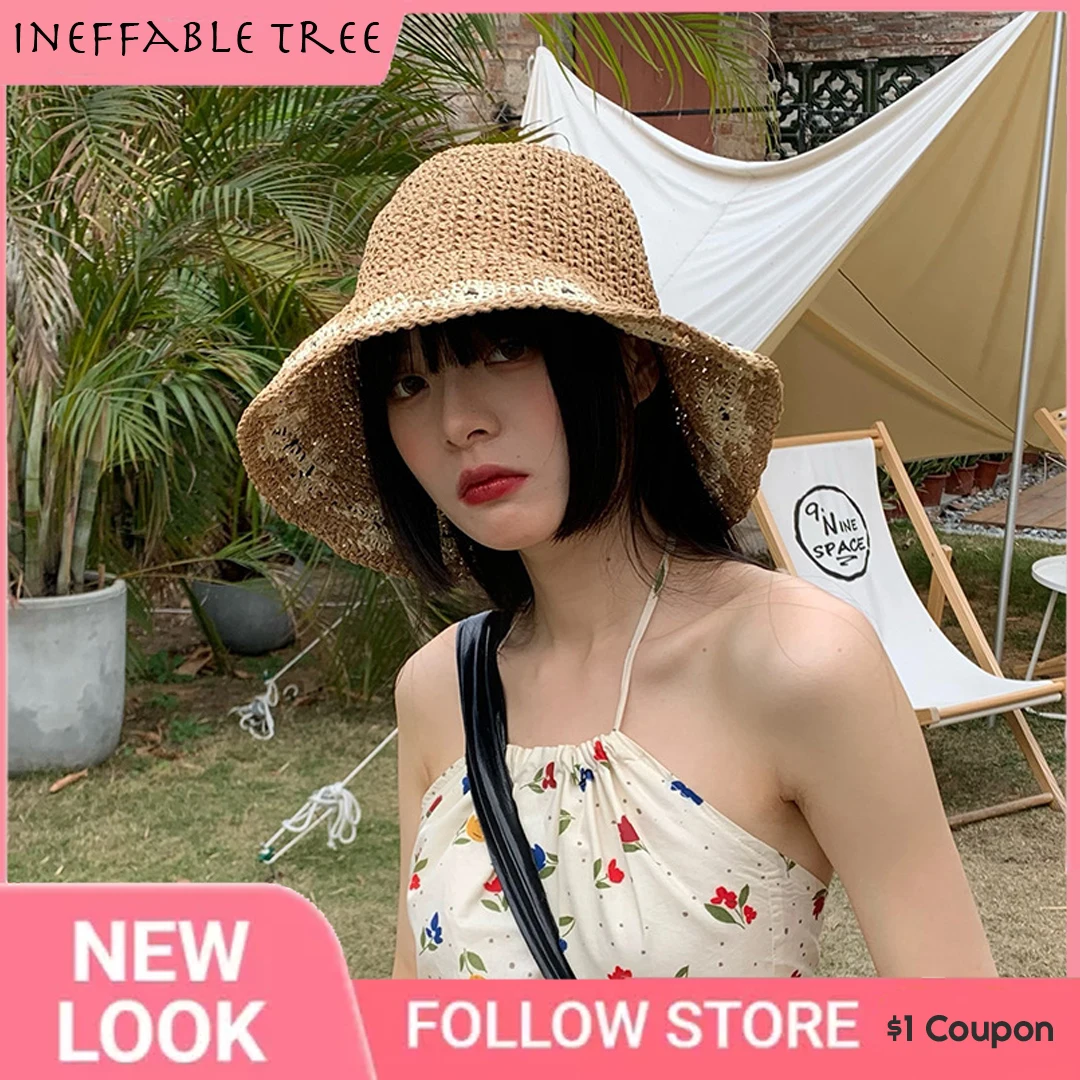 

Summer Flower Bucket Hats For Women Outdoor Travel Sunscreen Straw Hat Foldable Sun Cap Ladies Vacation Beach Gorras Hombre