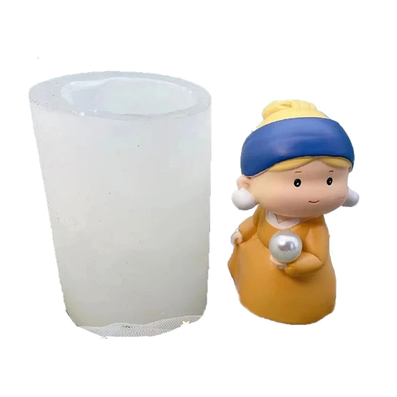 

2022 New Silicone Candle Silicone Mold Soap Molds For Soap Making Cartoon mona Lisa Candle Mould Girl With a Pearl Earring