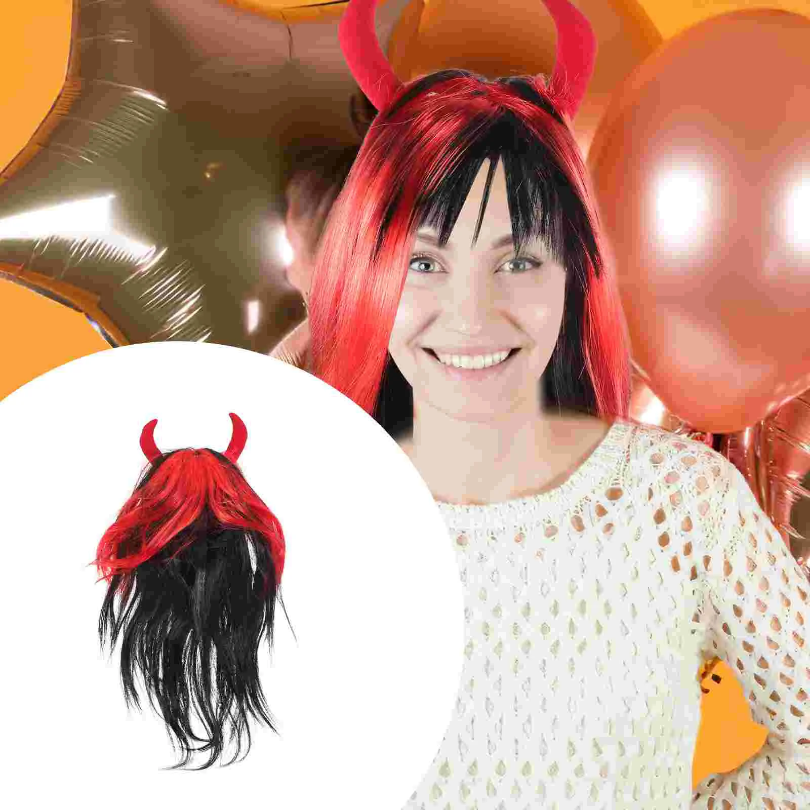 

Wigs Masquerade Party Cosplay With Horn Bull Accessories Synthetic Plastic Long