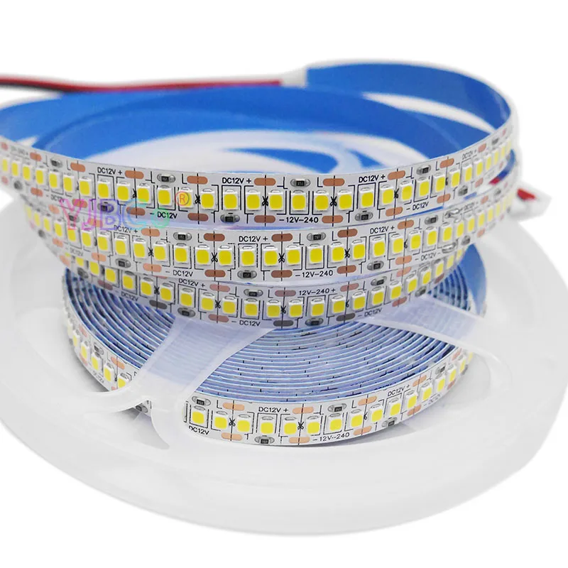 12V 5M SMD 2835 led Strip 240Leds/m Warm White/White/Red/Green/Blue lights tape Flexible High brightness Nowaterproof White PCB