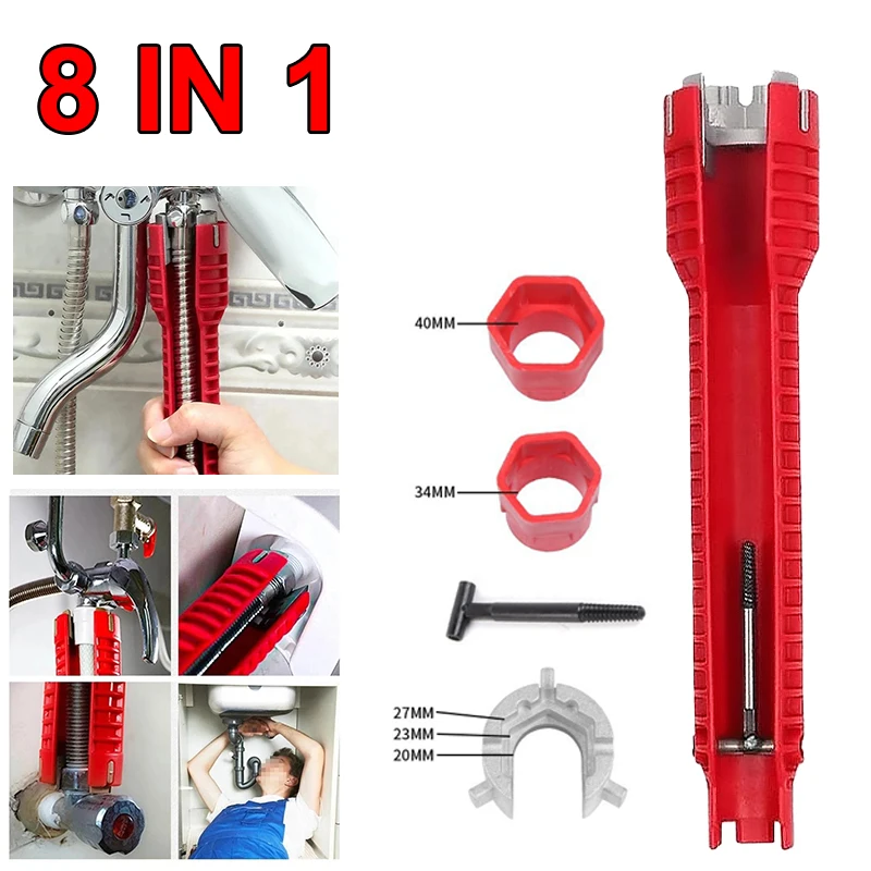 

8 in 1 Anti-slip Multi Key Kitchen Repair Plumbing Wrench Tool 8 In 1 Flume Magic Wrench Sink Faucet Plumbing Tools Magic Wrench