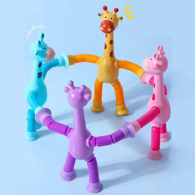 

Suction cup telescopic tube giraffe a variety of shapes Stretch tube giraffe children's educational decompression toys