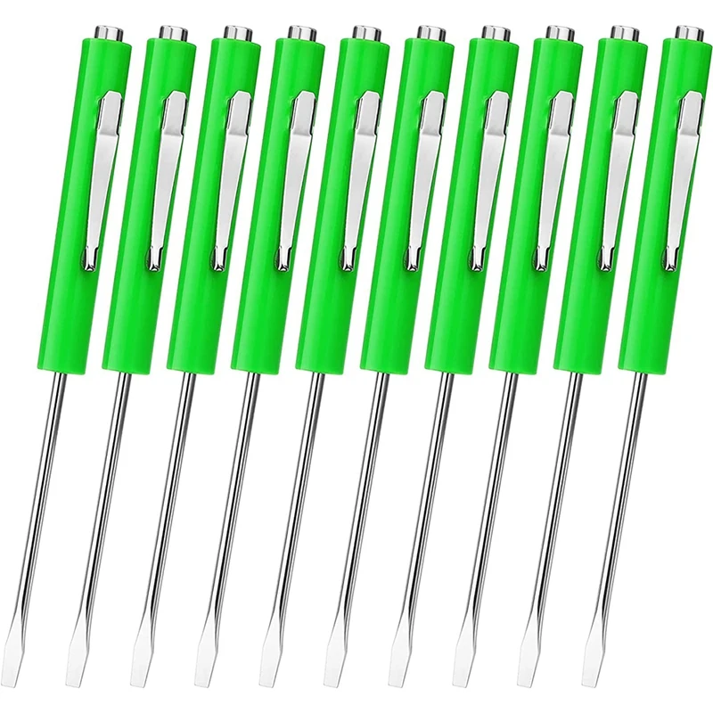 

10Pcs Pocket Screwdriver Mini Top Screwdriver Magnetic Slotted Pocket Screwdriver For Mechanics,Electronic Technicians