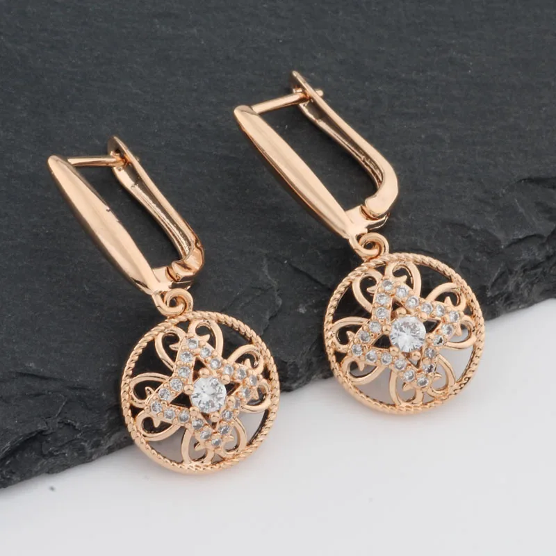 

Luxury Earrings 2022 Trend New For Women Fashion Fine Jewelry Round Rose Gold Color Earings Wedding Party Earring Gift