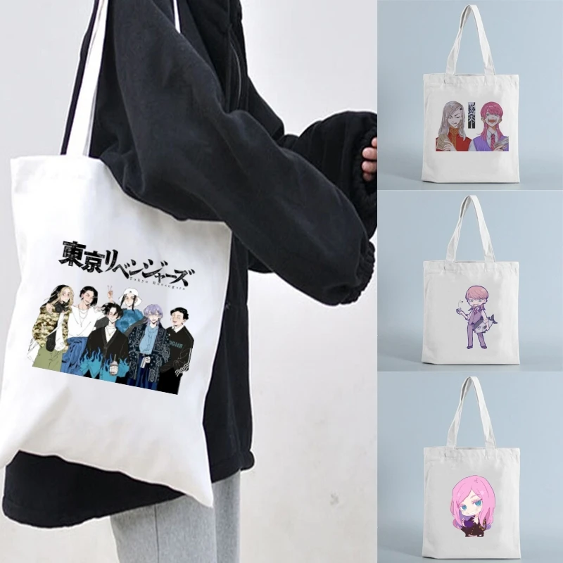 

Большая вместительная модная Холщовая Сумка с рисунком аниме Sanzu Haruchiyo, Токийский Мстители, складная сумка через плечо, легкая сумка для покупок