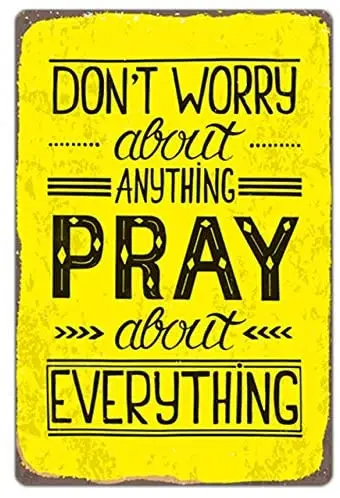 

AYLAODI 1pcs Church Pray Every Day Poster Retro Metal Tin Signs Plate 20X30Cm Vintage Poster for Home Decoration Believer