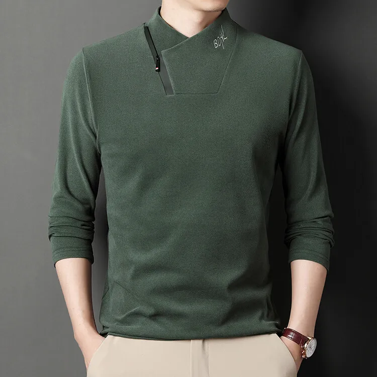 

New Fashion Men's New Casual Long Sleeve Polo Shirt High Quality Breathable Wool Knitted Soft Business Polo Top